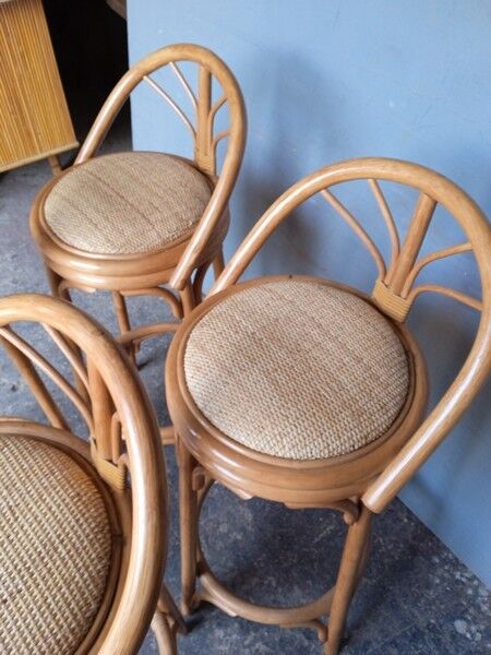 4 high bar stools in rattan vintage ep 1980