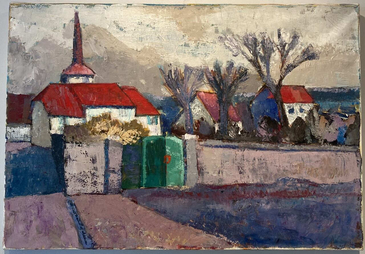 Old painting, urban landscape, 70s