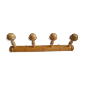 Wall coat rack with 4 wooden hooks turned bamboo way