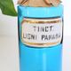 Fine pharmacy bottle XIxth, rare, blue glass and porcelain label, antique, vintage