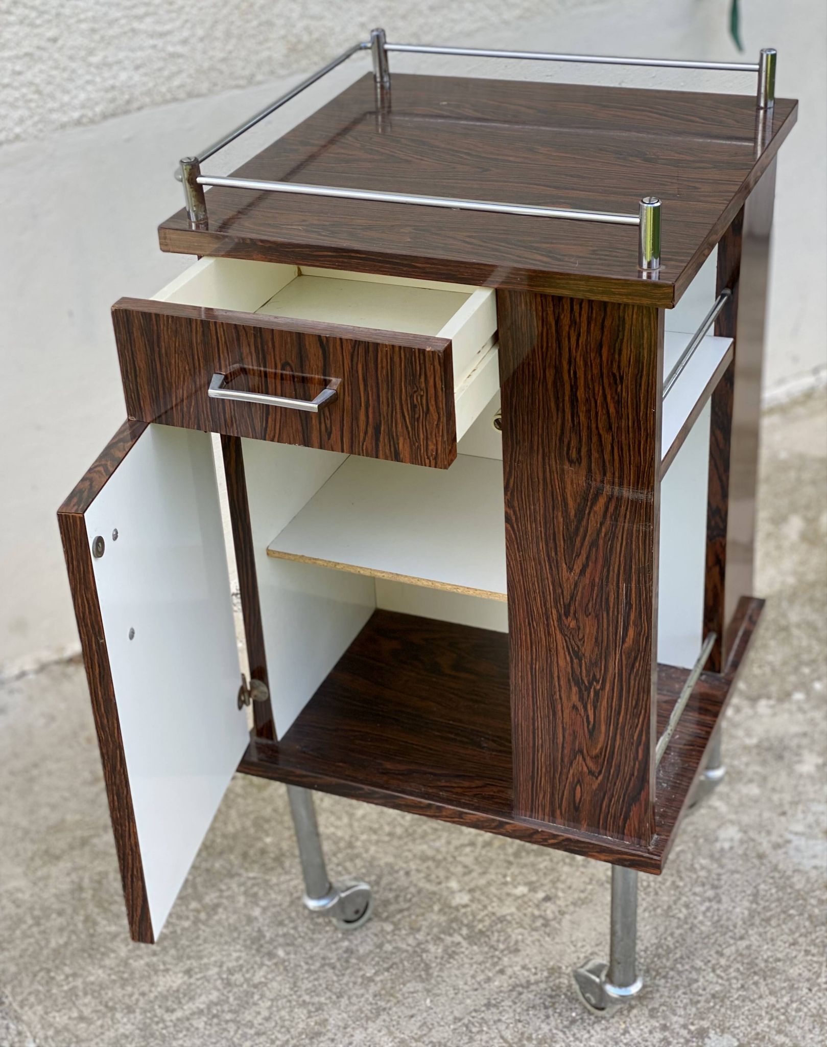 Vintage 1970s roulette bar serving trolley