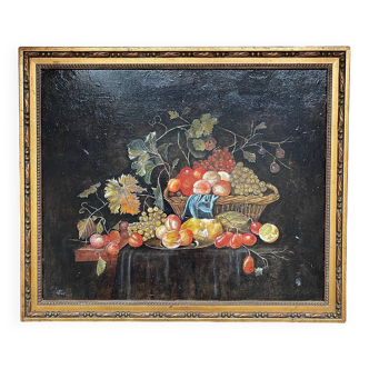 Still life on wood, signed.
