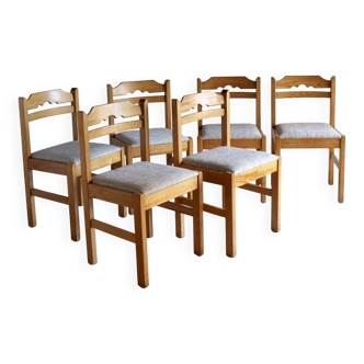 6 chaises de salle à manger minimalistes en pin | Suède | Années 1960