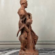 The sculpture, original terracotta signed and dedicated, Charles Van Oemberg.
