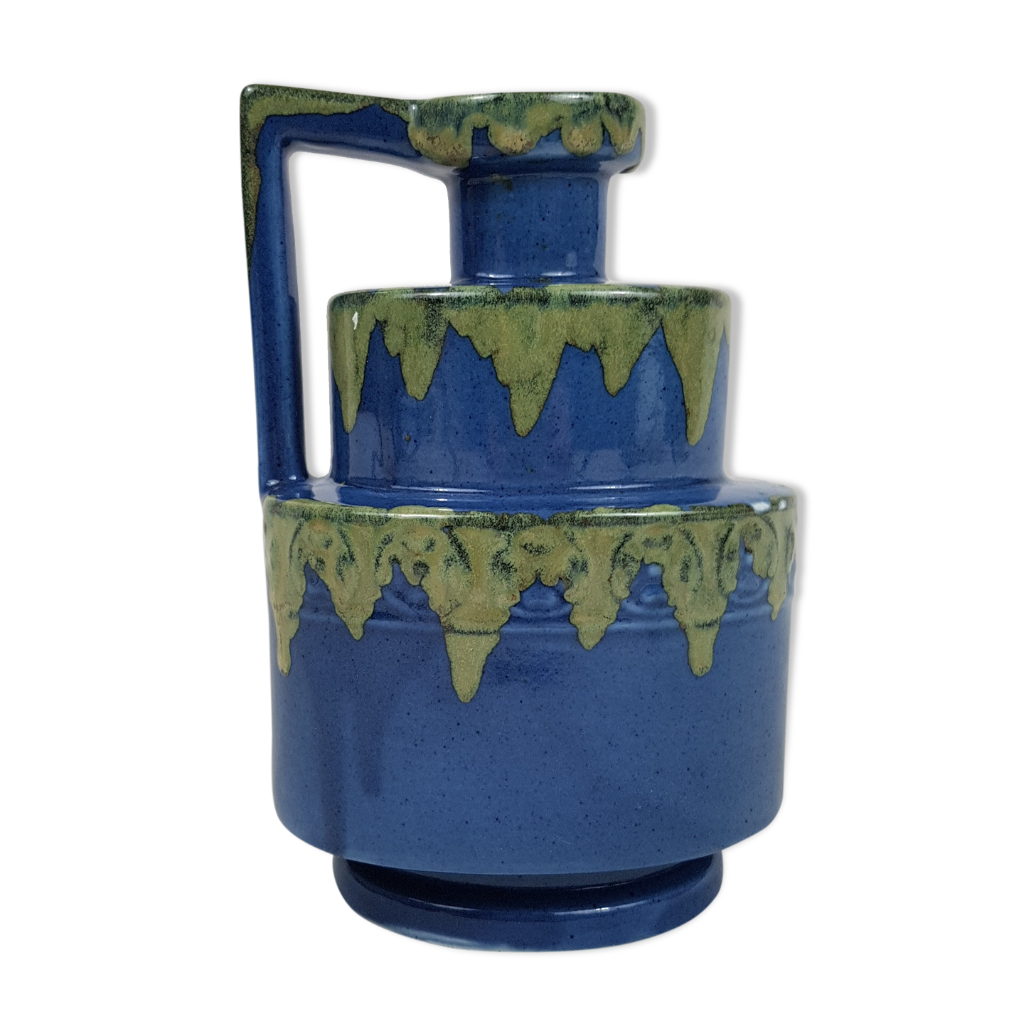 Vase à anse céramique bleue et verte
