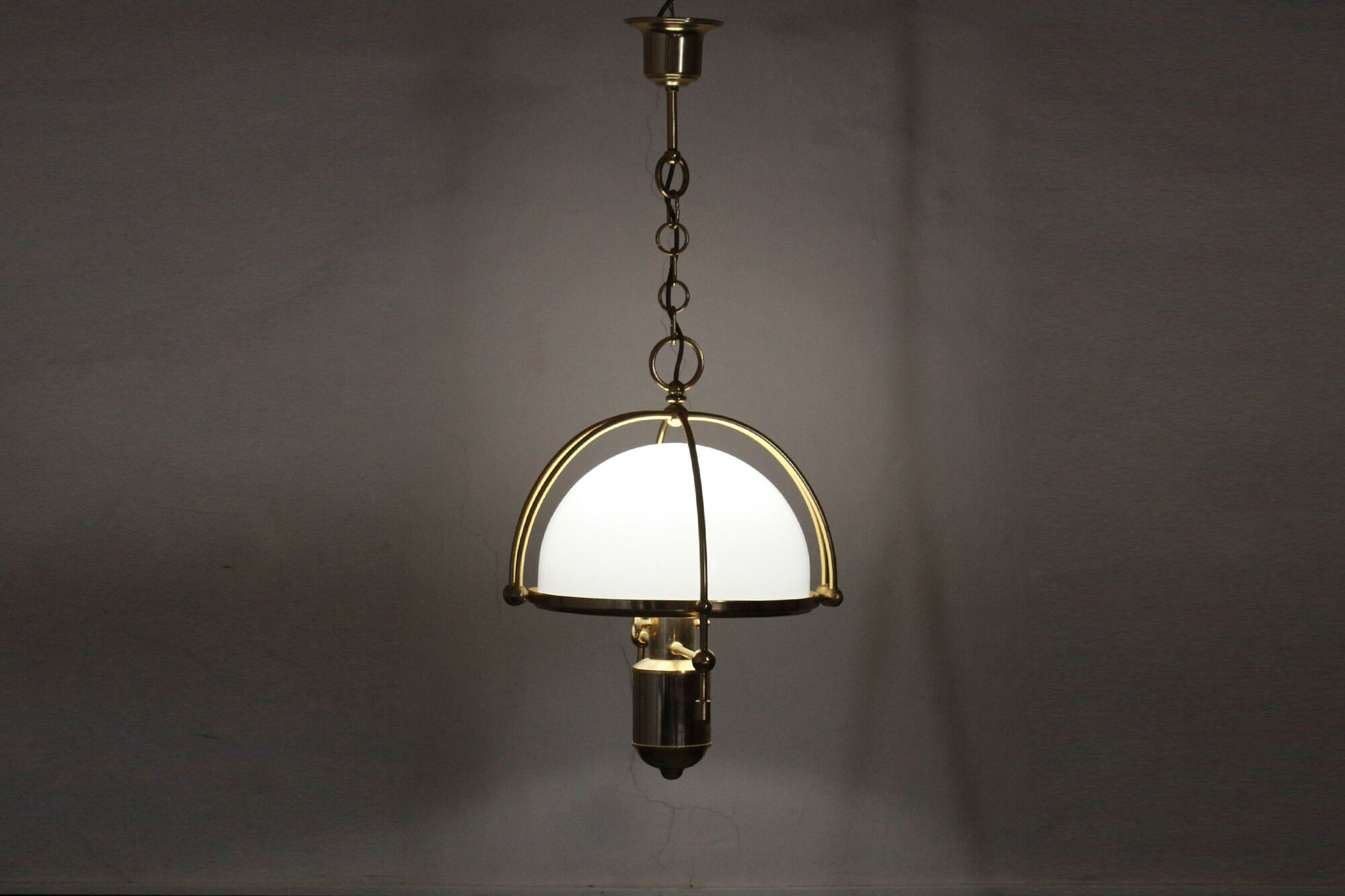 1970s goldenrod pendant with opaline glass