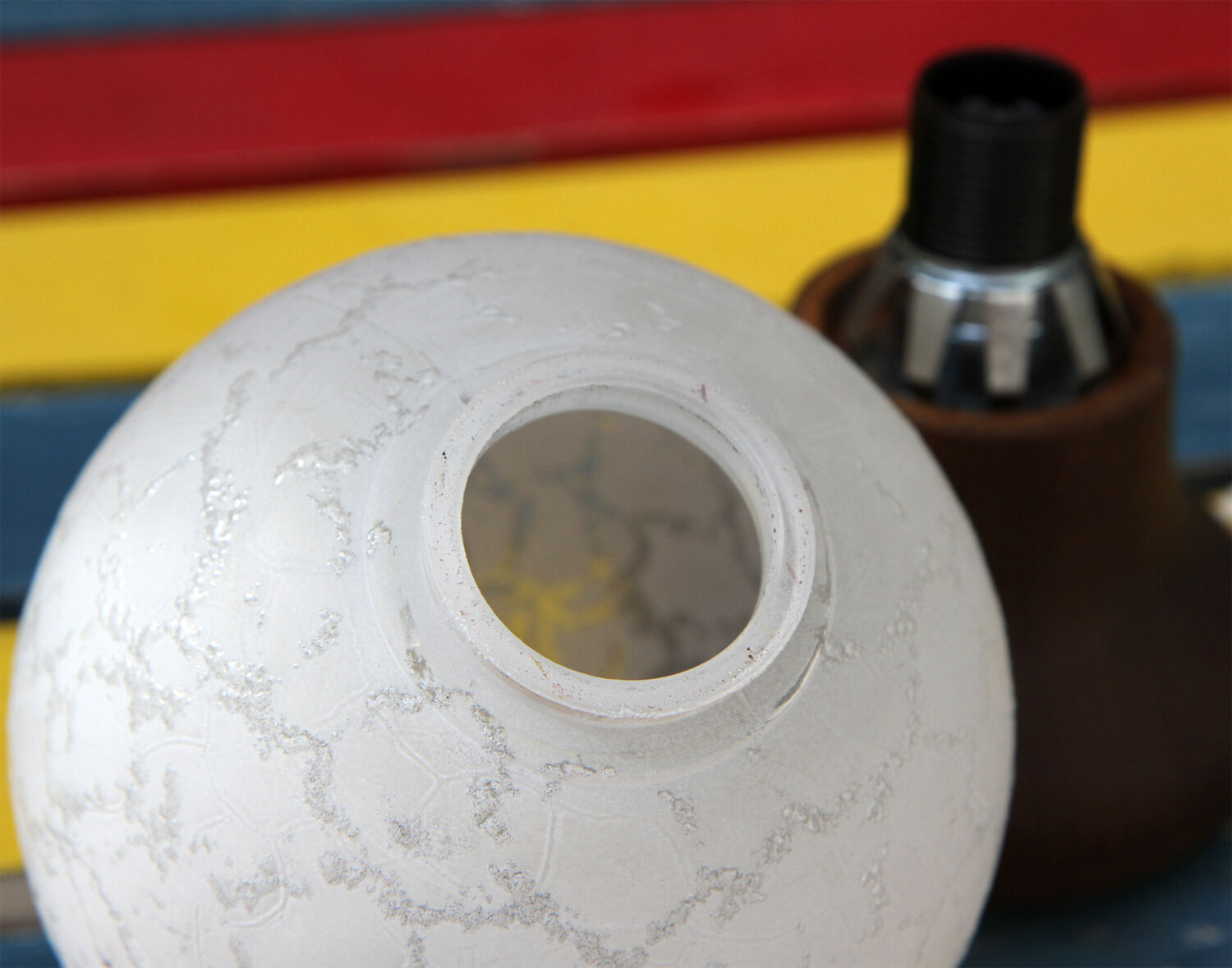 Vintage wooden and glass lamp 1970