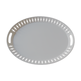 Oval tray in enamelled sheet metal with gallery