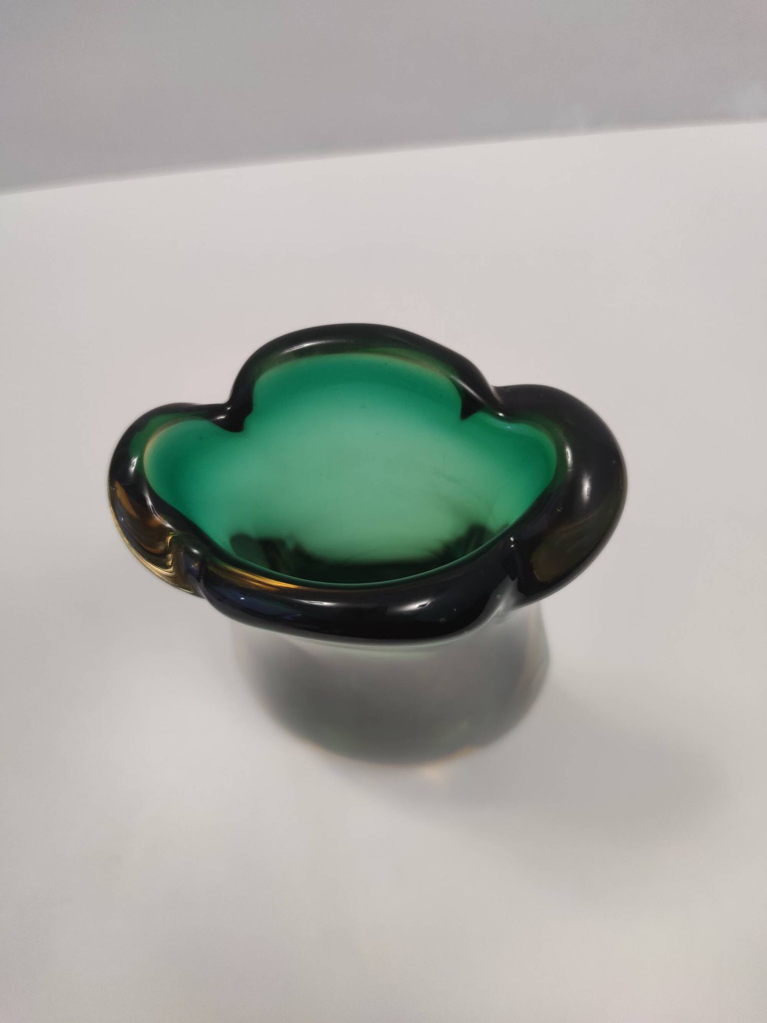 Green and Yellow Sommerso Murano Glass Vase attr. to Flavio Poli, Italy