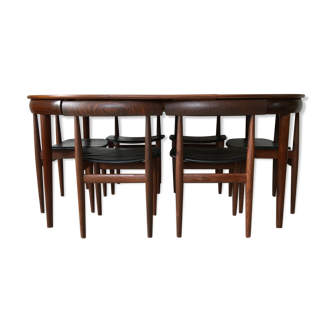 Set table and 6 chairs Hans Olsen for Frem Rolje