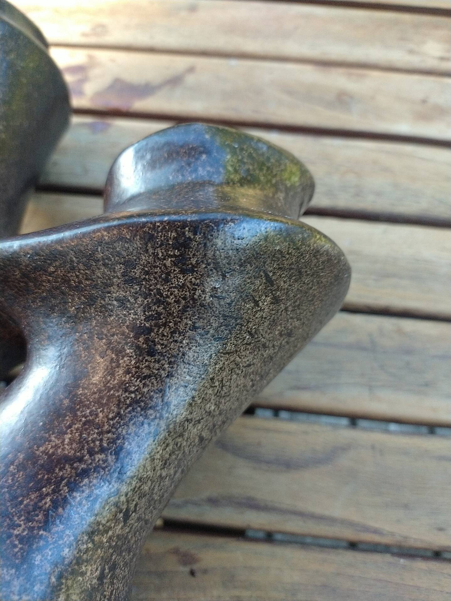 Brutalist ceramic candelabrum.