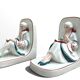 Pair of Art Deco ceramic bookends from 1930 signed by Henri Delcourt Desvres.