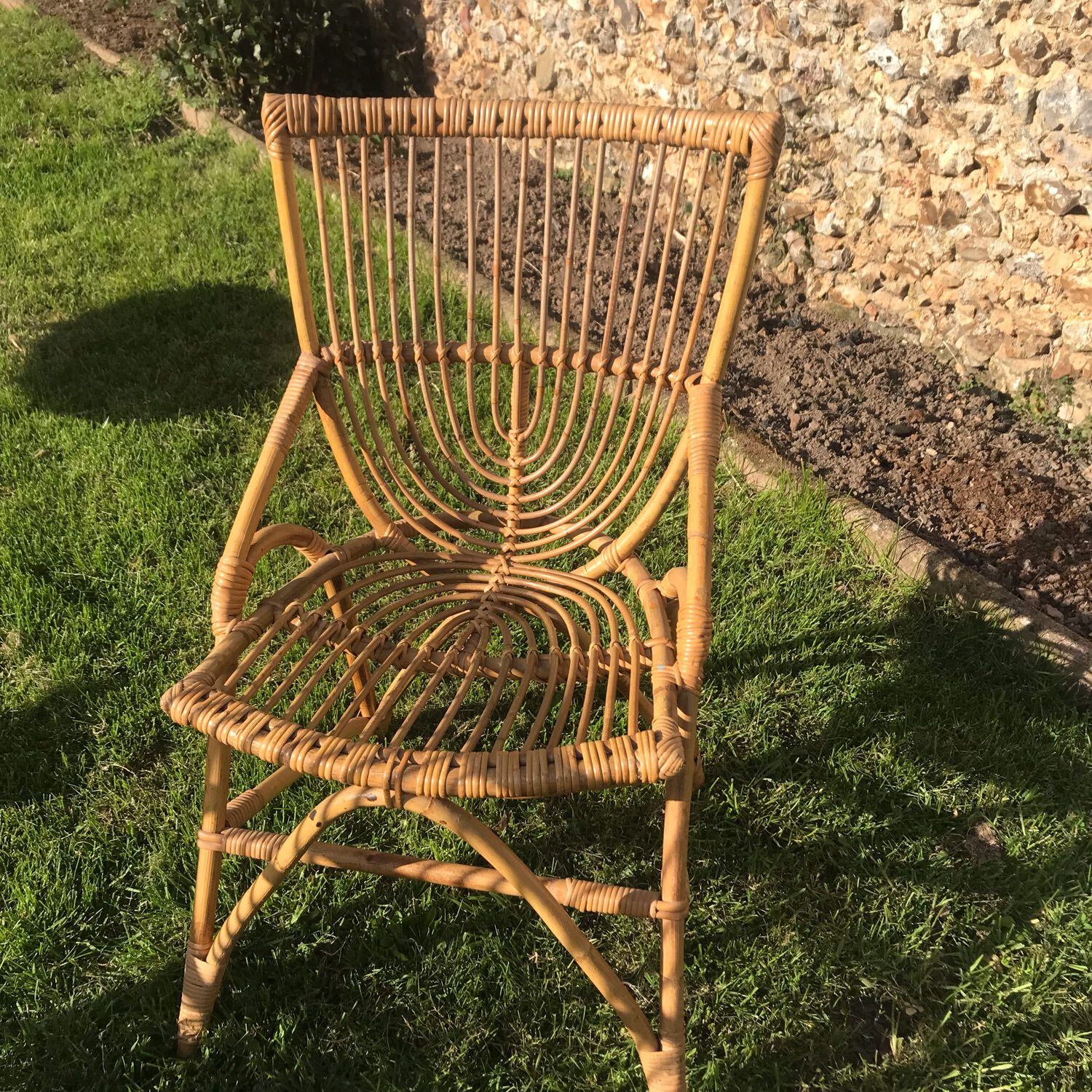 4 vintage rattan chairs 1950