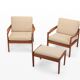 Easy chairs and ottoman by Illum Wikkelsø for Niels Eilersen, Denmark, 1960s, set of 3