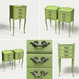 Pair of Louis XV style khaki bedside tables