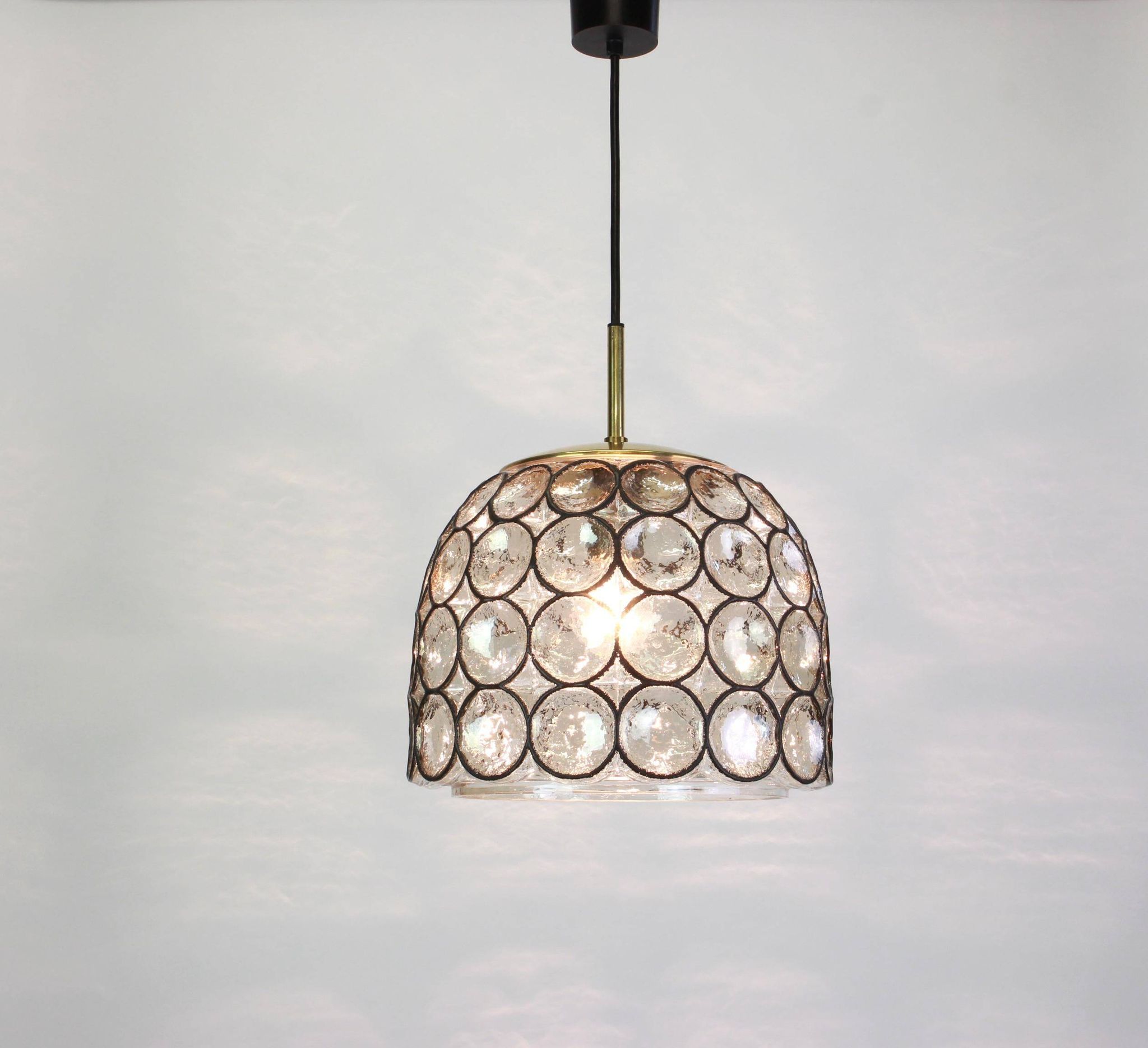Iron and clear glass pendant from Limburg, Germany, 1960s.