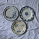 Set of 6 mismatched iron earth plates Sarreguemines Gien Royat Germaine Vichy