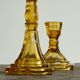 Pair of Art Deco candlesticks in pressed glass from the 1930s.