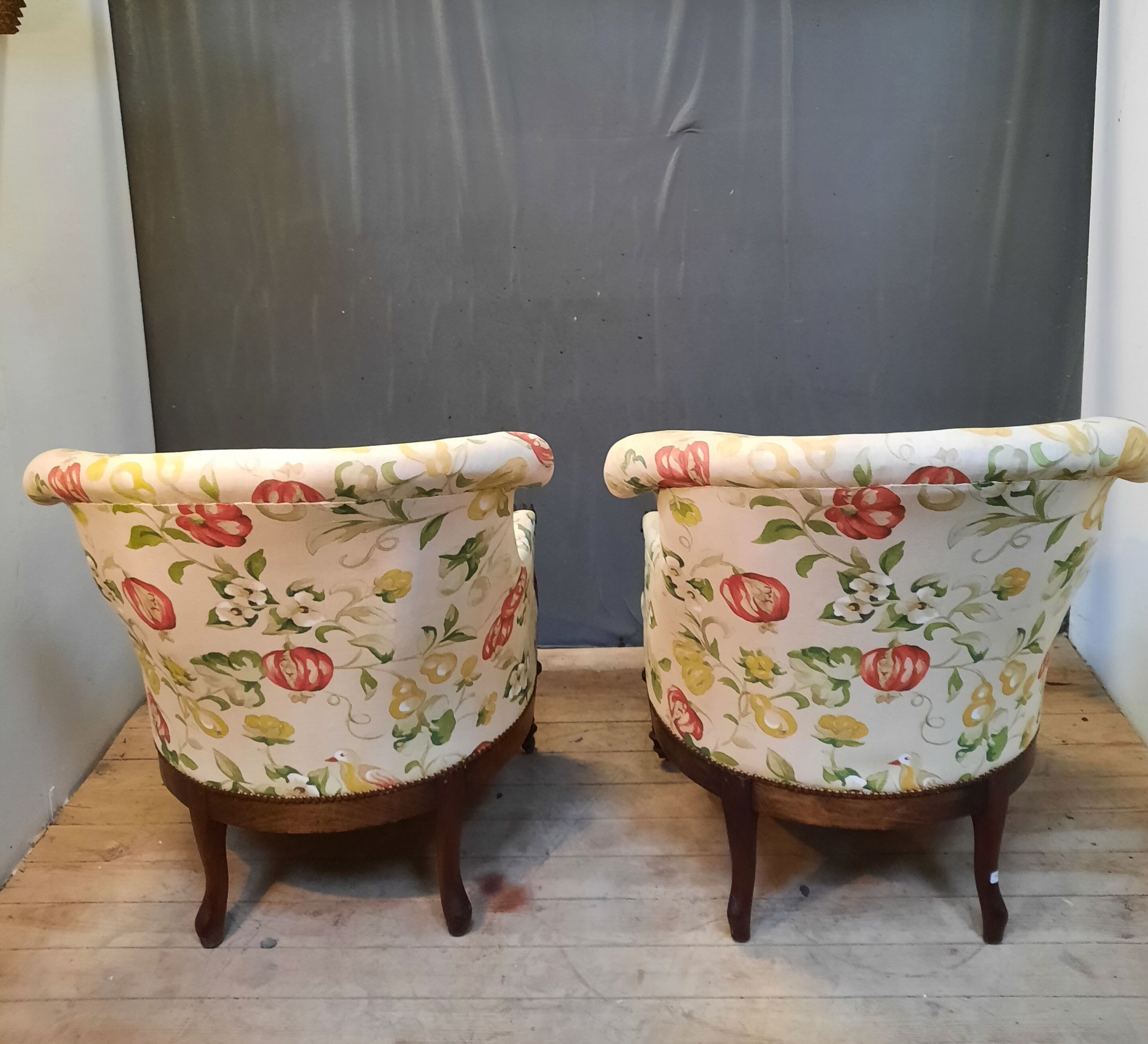 Pair of Louis XVI style toad armchair