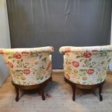 Pair of Louis XVI style toad armchair