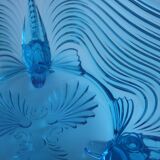 Rare Art Deco Glass Josef Inwald With Fish Feet Bowl-Gorgeous Rich Blue