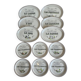 Lot de 12 assiettes Gien “Les Aventures du Fermier” – Fromages & ferme