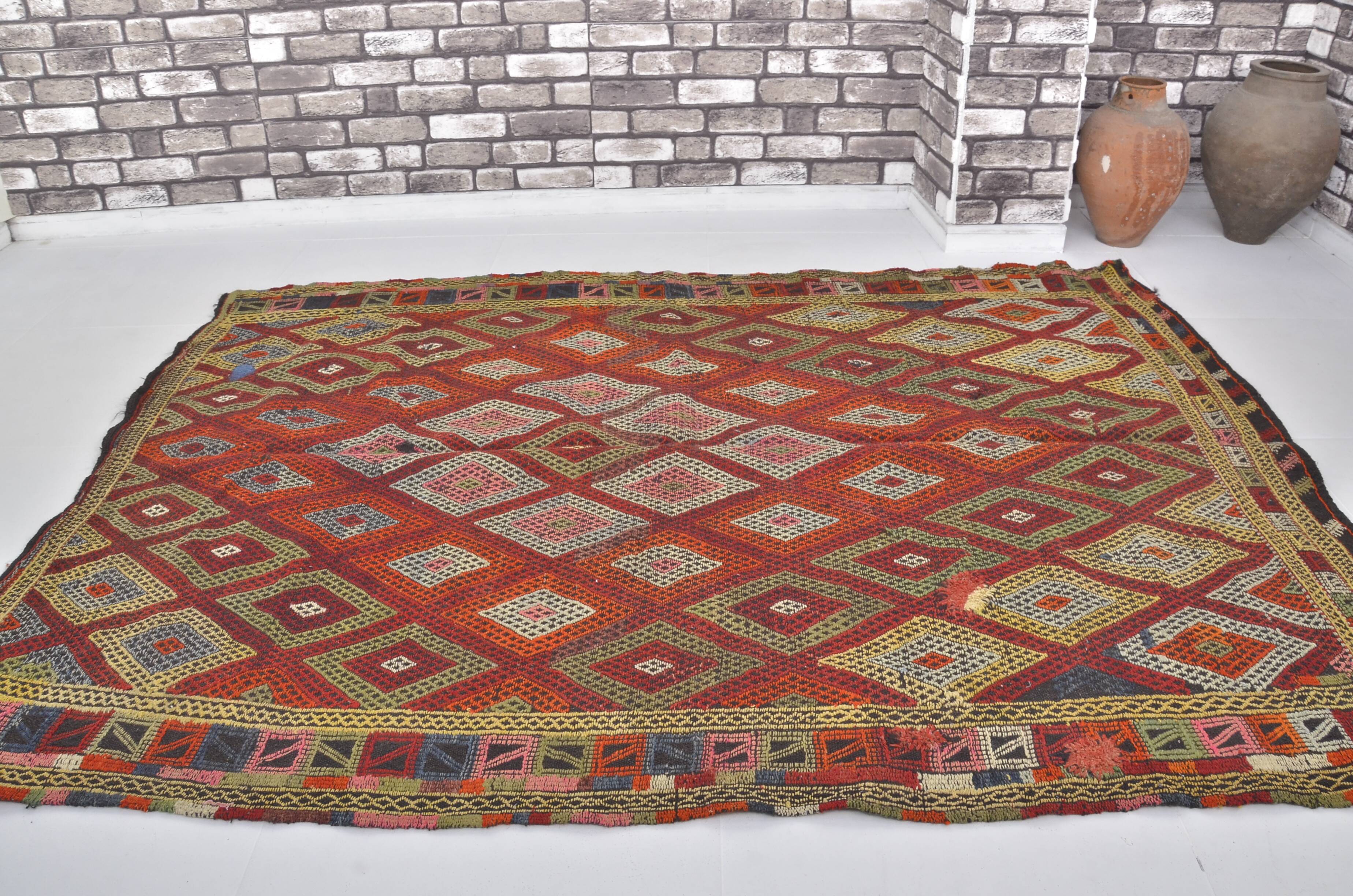 Tapis Kilim anatolien à motifs géométriques
