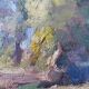 Table ec. French HSP “Edge of pond with trees” signed (to be deciphered)