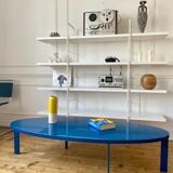 Oval coffee table in blue lacquered wood