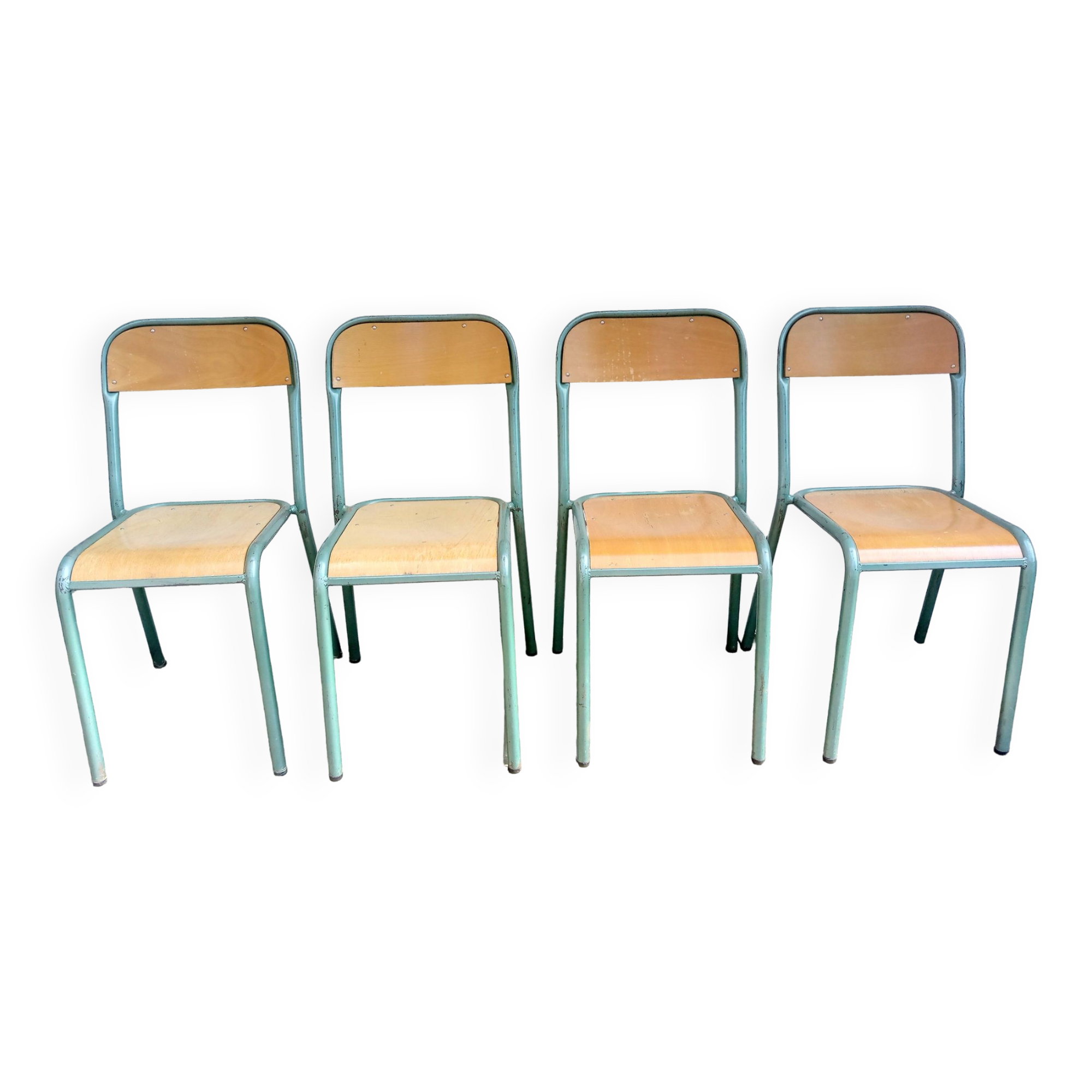 Set of 4 wood and metal chairs