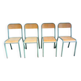 Set of 4 wood and metal chairs