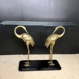 70s gilded brass wader console