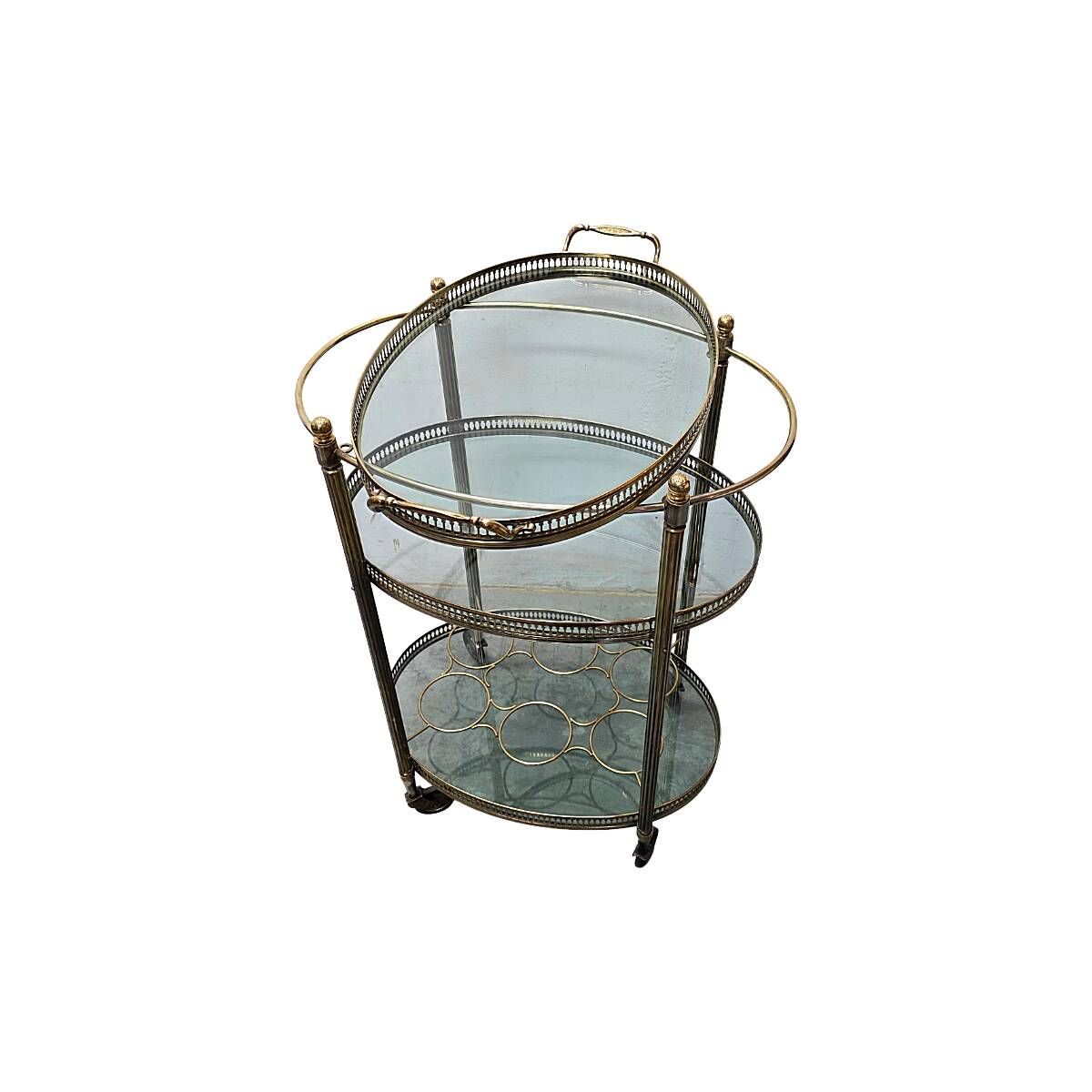 Vintage French Brass Serving Trolley, 1960s