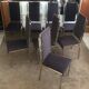Set of 8 brass and alcantara chairs Romeo Rega 1970