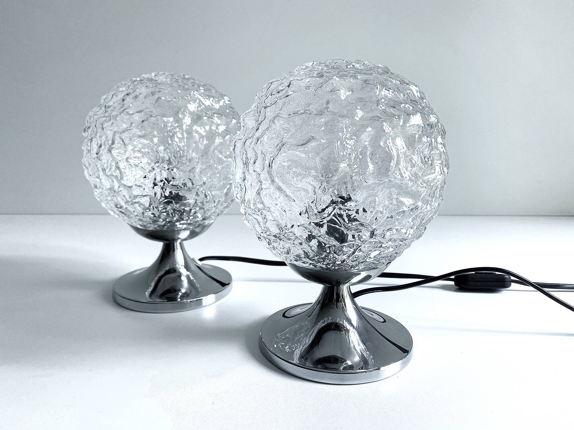 Pair of Vintage Glass Bubble Bedside Lamps