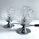 Pair of Vintage Glass Bubble Bedside Lamps