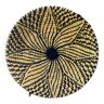 Plate in woven palm leaves black lace flower 45 cm