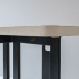Extendable dining table with architectural base, Belgium 1960s. This folding table features two exte