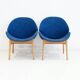 Paire de fauteuils en chêne Hans Olsen Model No 134 avec tapisserie en tissu bleu