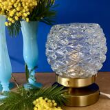 Vintage globe table lamp in moulded glass
