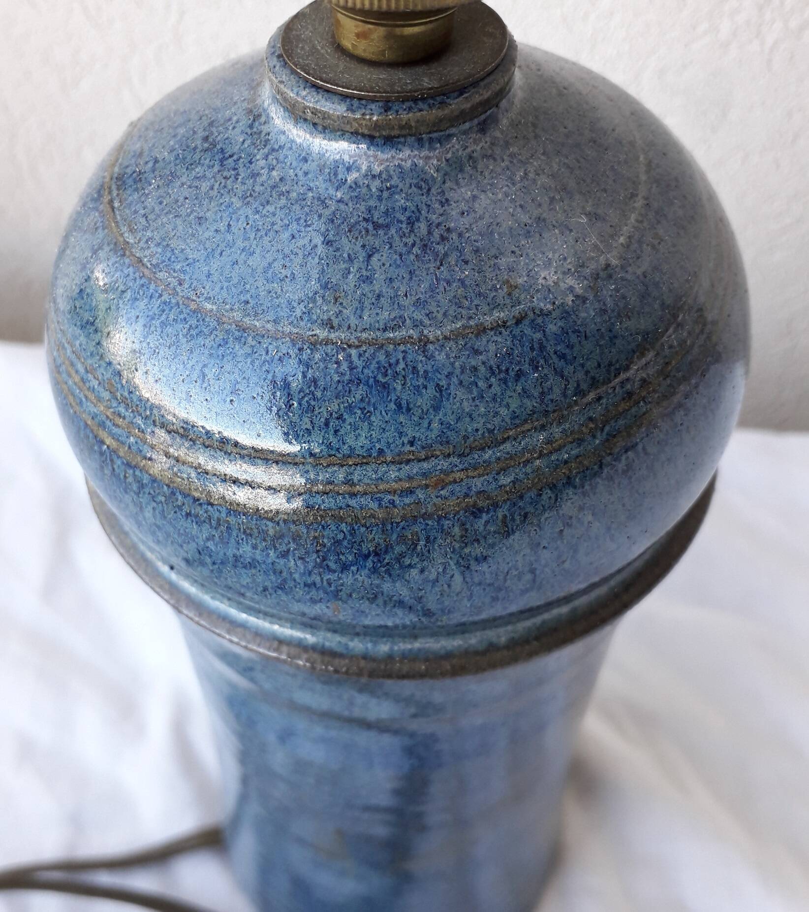 Blue stoneware lamp base