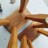 Pair of brutalist Japanese solid elm stools