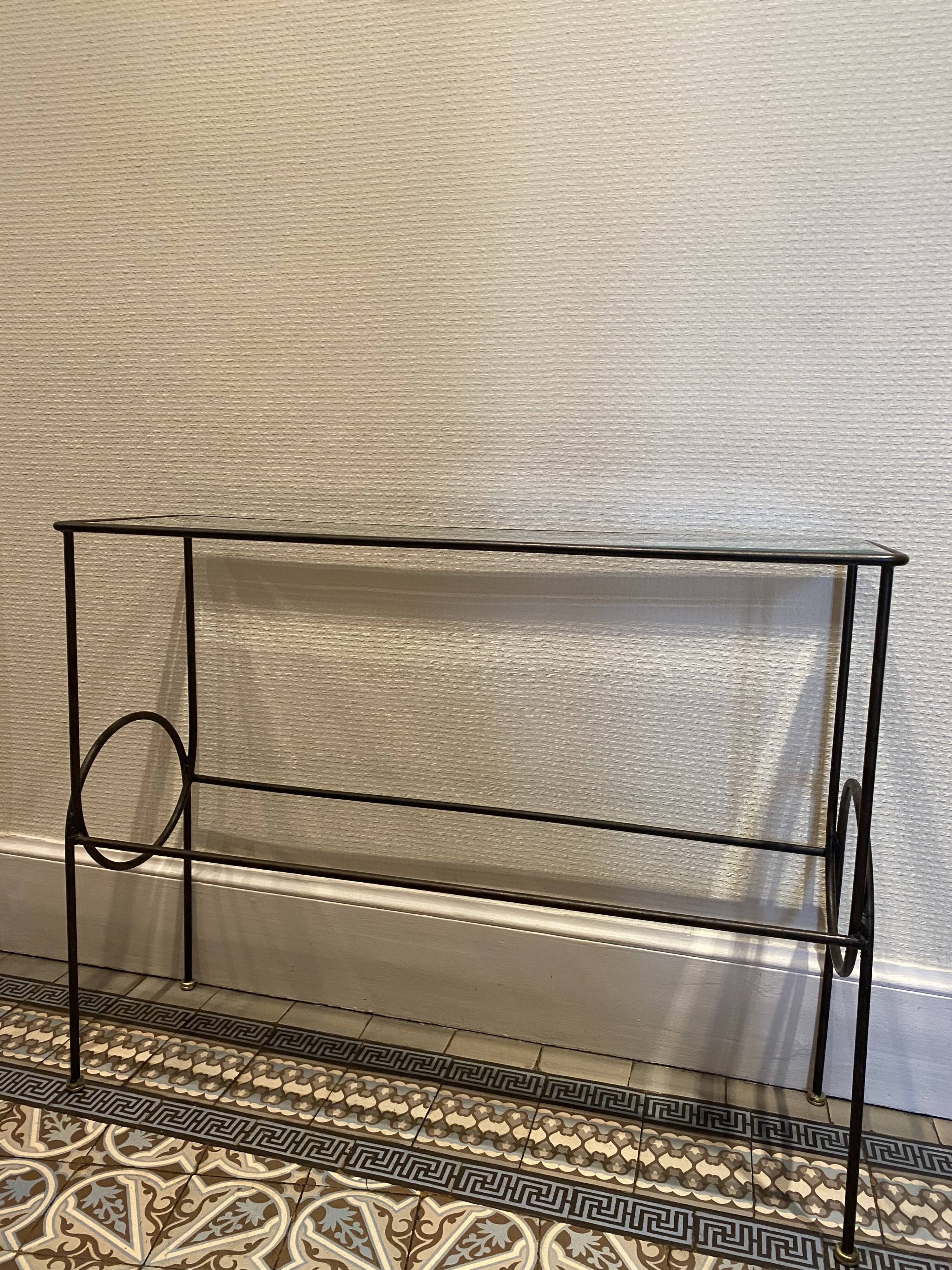 Green console and wrought iron