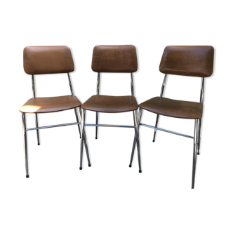 Series of 3 old Tubmenager  chairs 70s