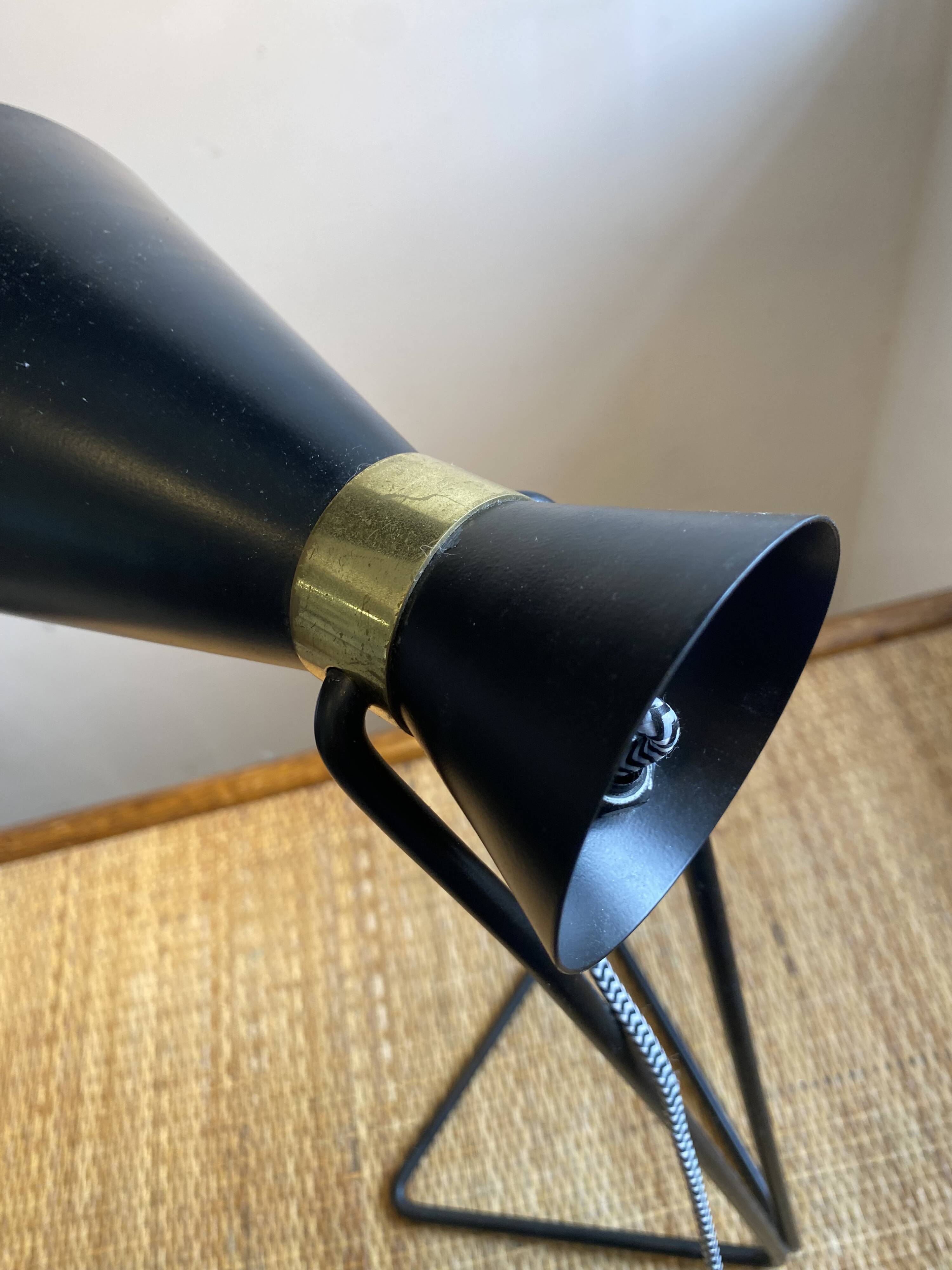Vintage 1970s black metal cocotte lamp