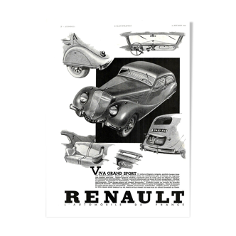 Affiche vintage années 30 Renault Automobiles