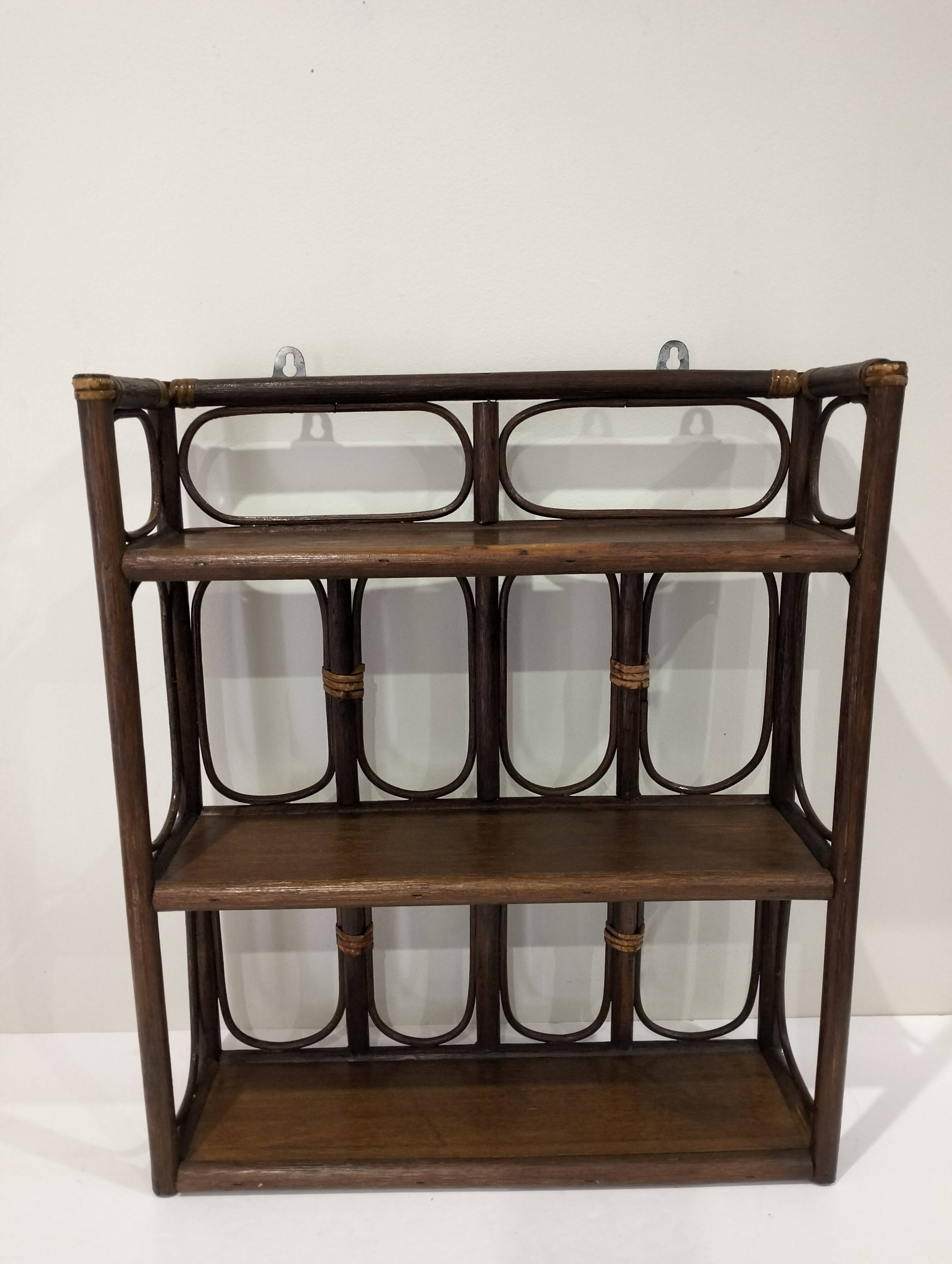 Rattan wall shelf