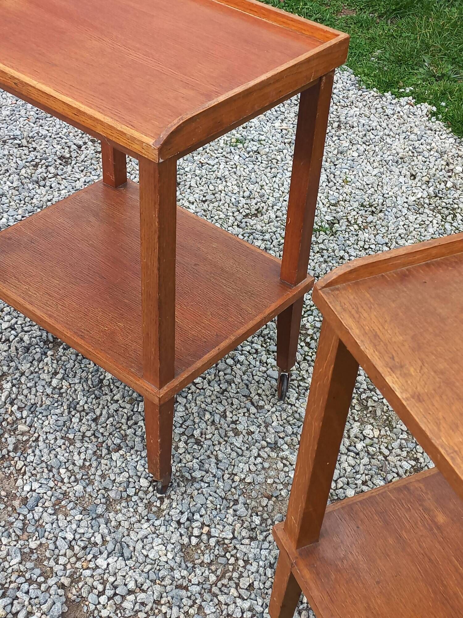 Pair of vintage 50s oak side tables