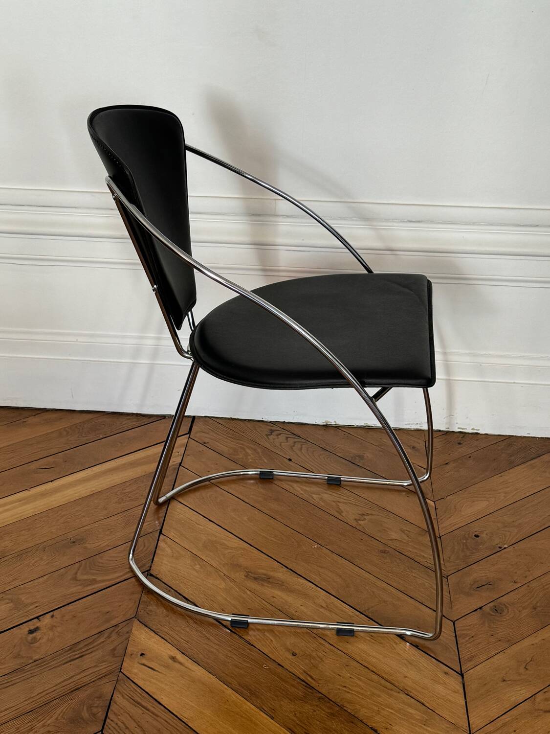 Leather and chrome steel chair - Linda by Arrben
