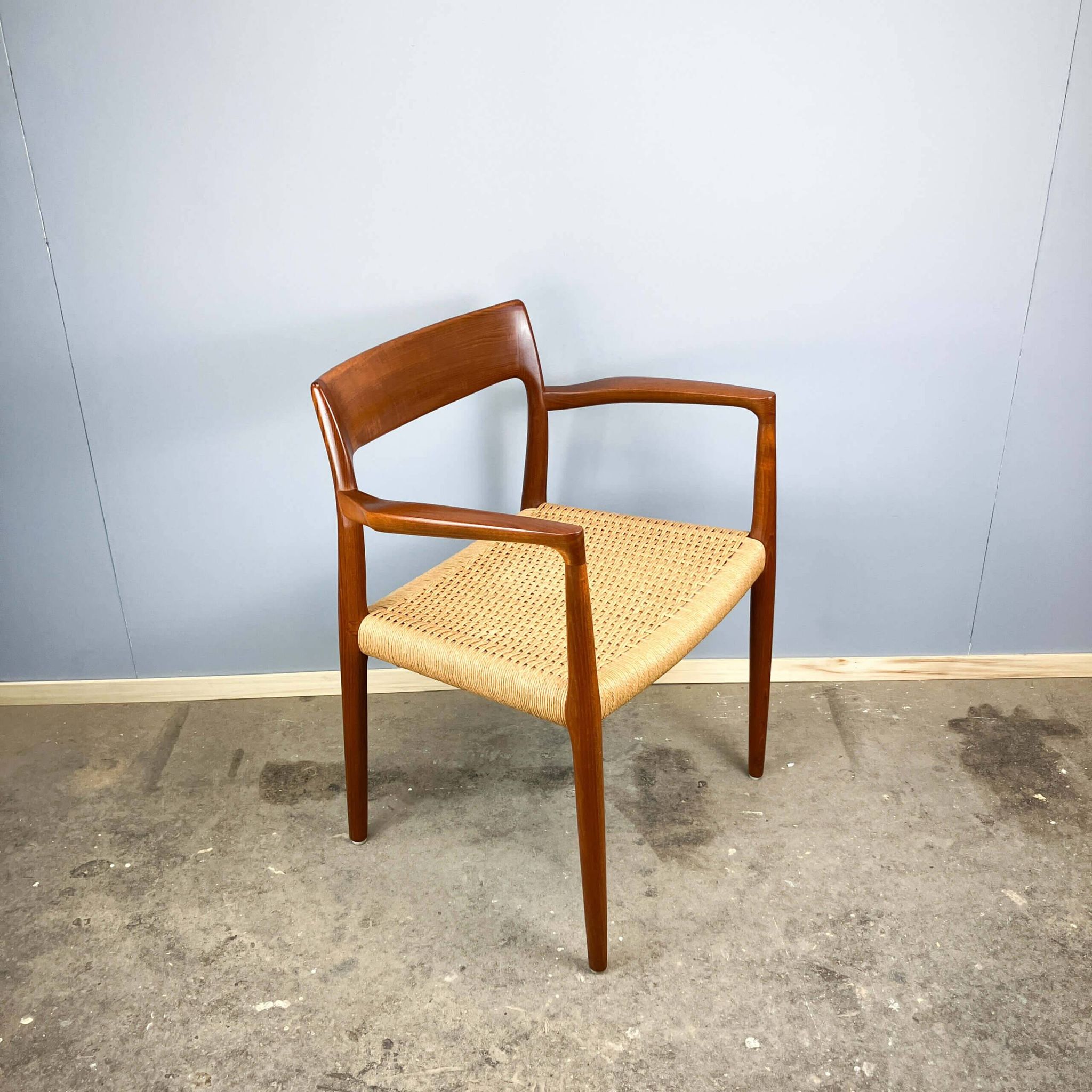Danish armchair by Niels Otto Møller, teak and paper cord, 1960s